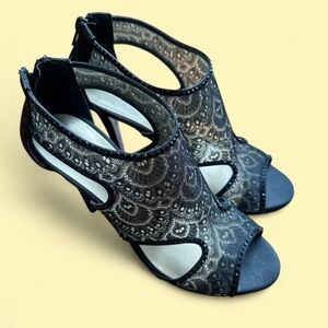 Caparros Black Lace Cutout Stiletto High Heels